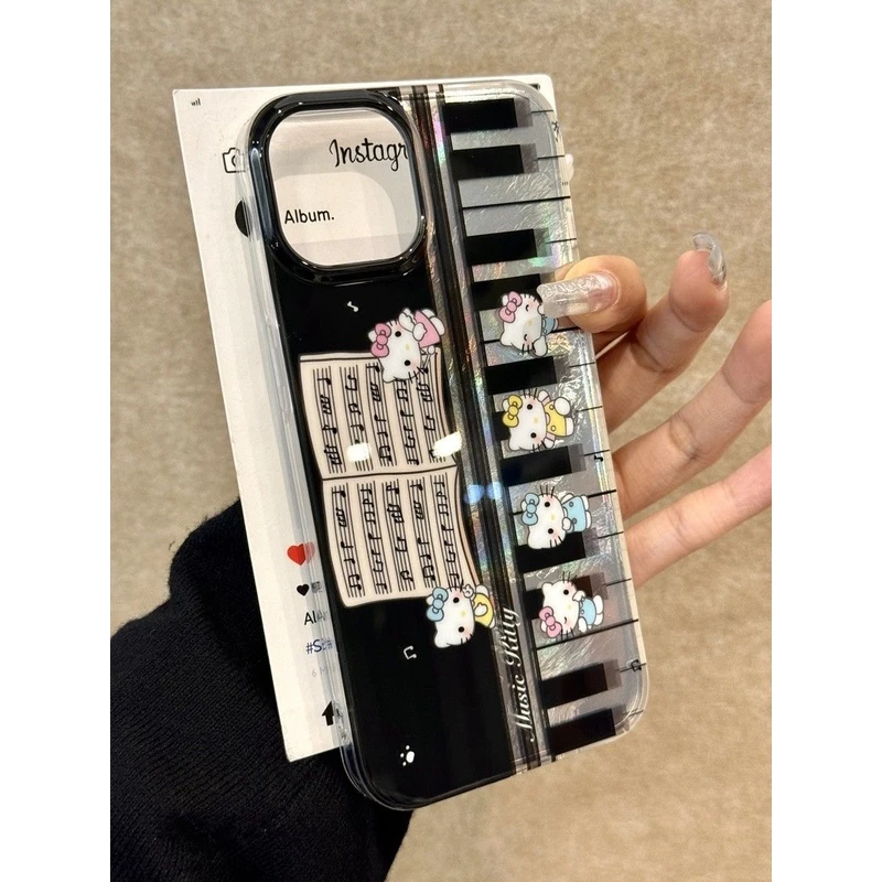 弹琴可爱KT猫适用苹果15/14冰川iPhone16promax手机壳ins高级感11