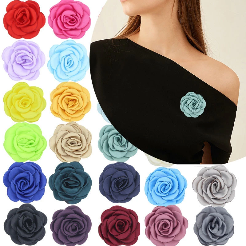 合金布艺胸针 山茶花胸针高级感立纯手工DIY服装简约百搭胸针配饰