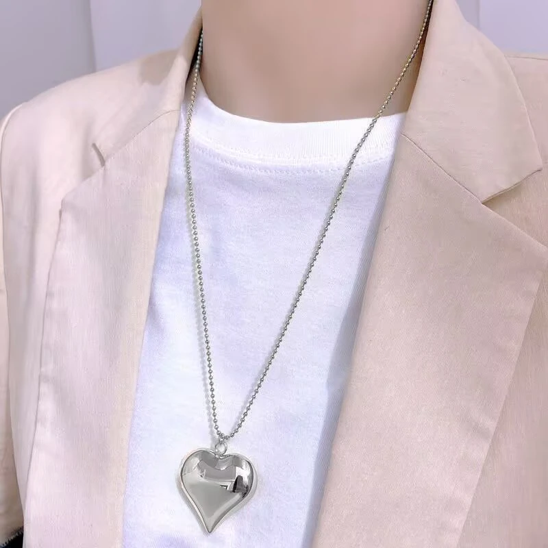 合金项链 网红立体大爱心长款时尚百搭项链情侣毛衣链女卫衣链