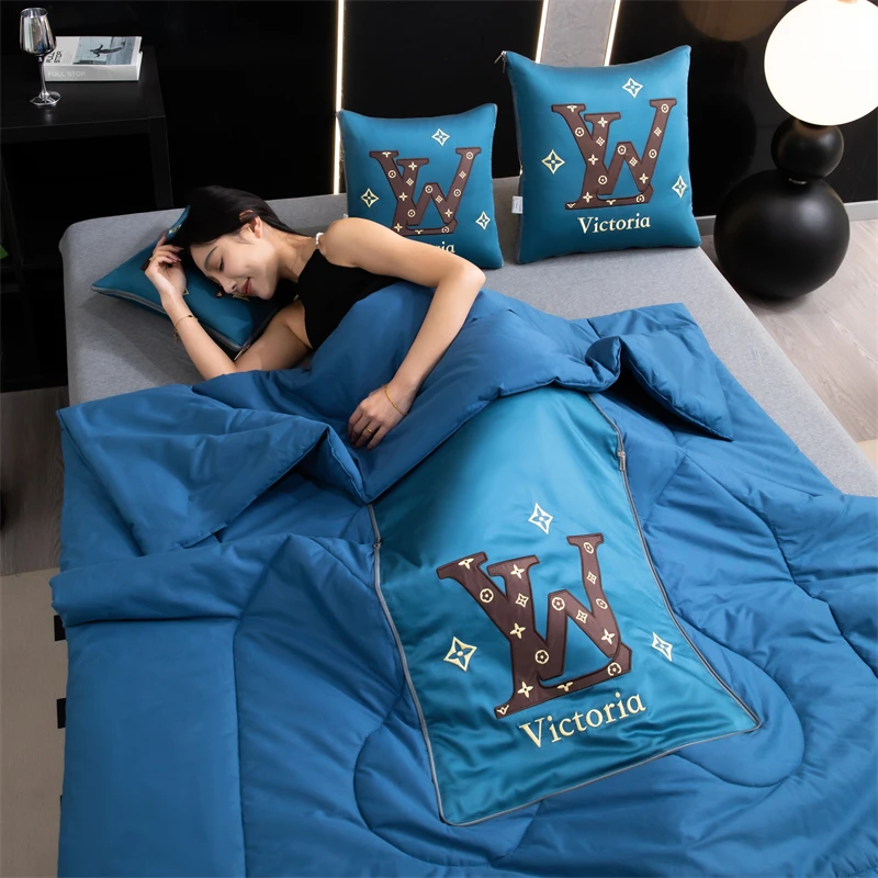 长绒棉纯棉四季车载抱枕被子两用汽车折叠靠枕午休被多功能二合一