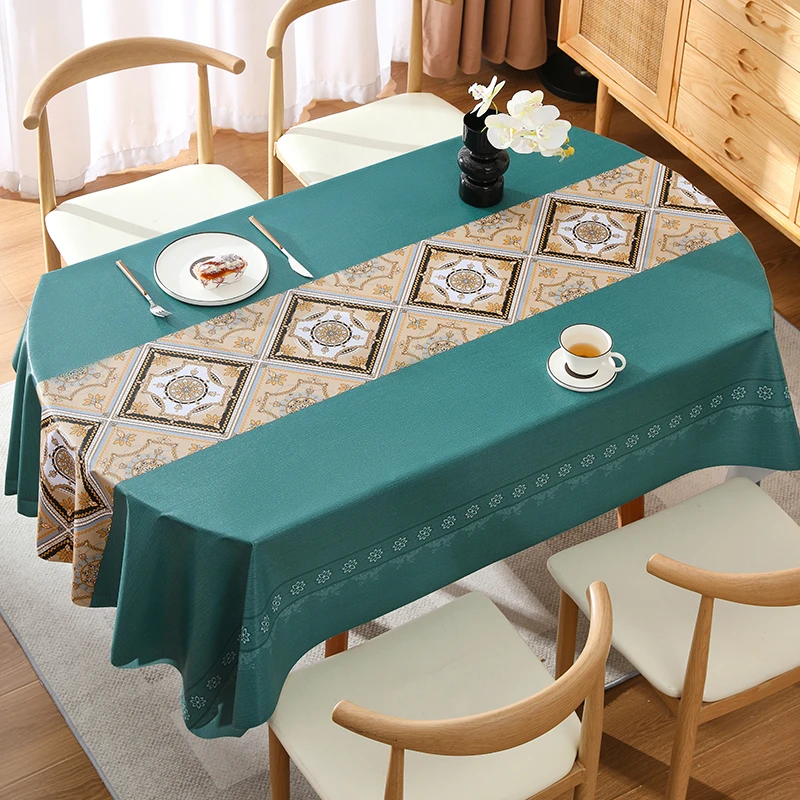 黛绿心愿餐桌布防水防油防烫免洗防污新款高级感轻奢家用
