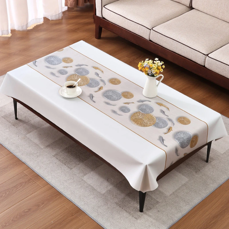 本知年年有鱼防水防油防烫桌布直播2024推荐免洗推荐高级感桌台布