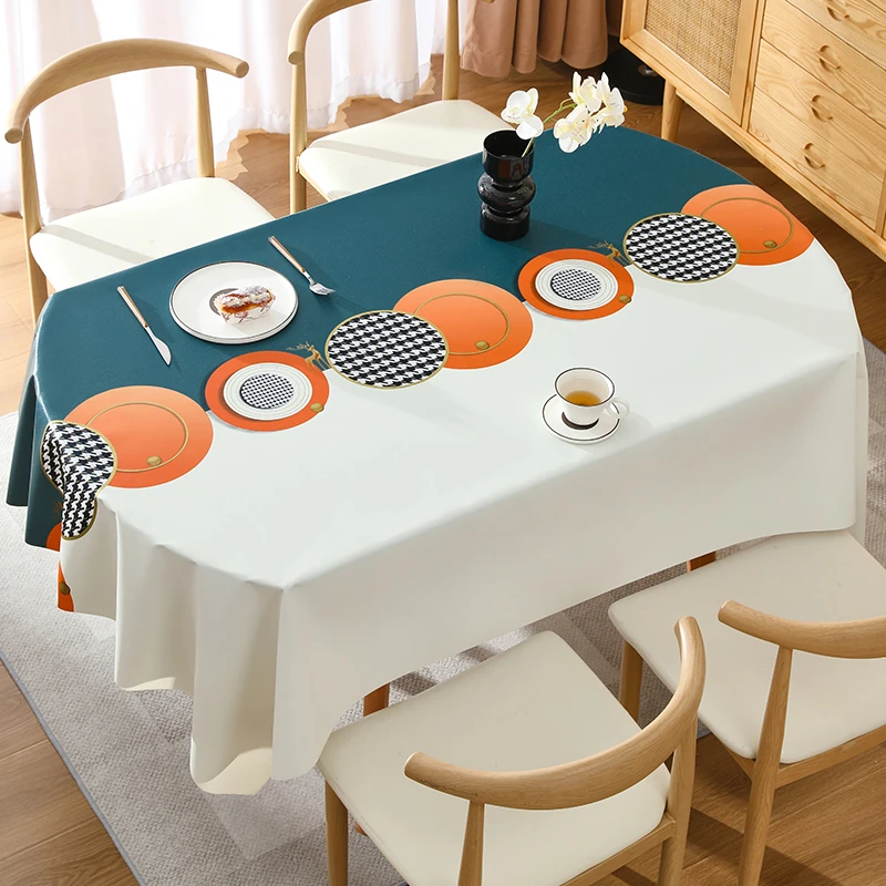 本知2024新款金鹿寻光桌布椭圆形餐桌茶几防水防油免洗高级感防烫