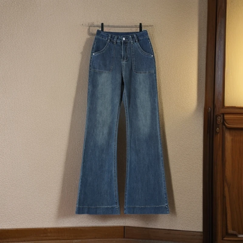 2025春季新款喇叭裤高腰显瘦微喇牛仔裤女