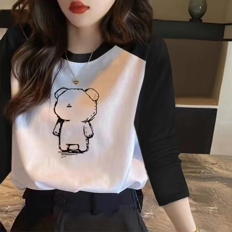 米子旗美式复古t恤女短袖纯棉夏季薄款宽松显瘦百搭潮牌印花假两