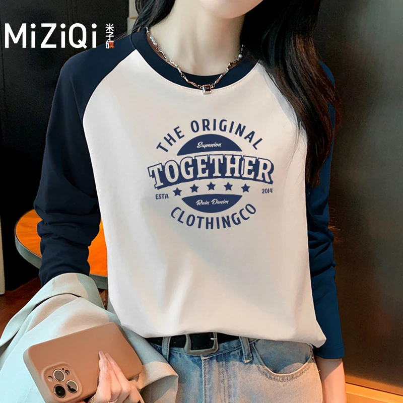 米子旗V领t恤女短袖2025夏季新款纯棉宽松显瘦百搭潮牌套头印花长