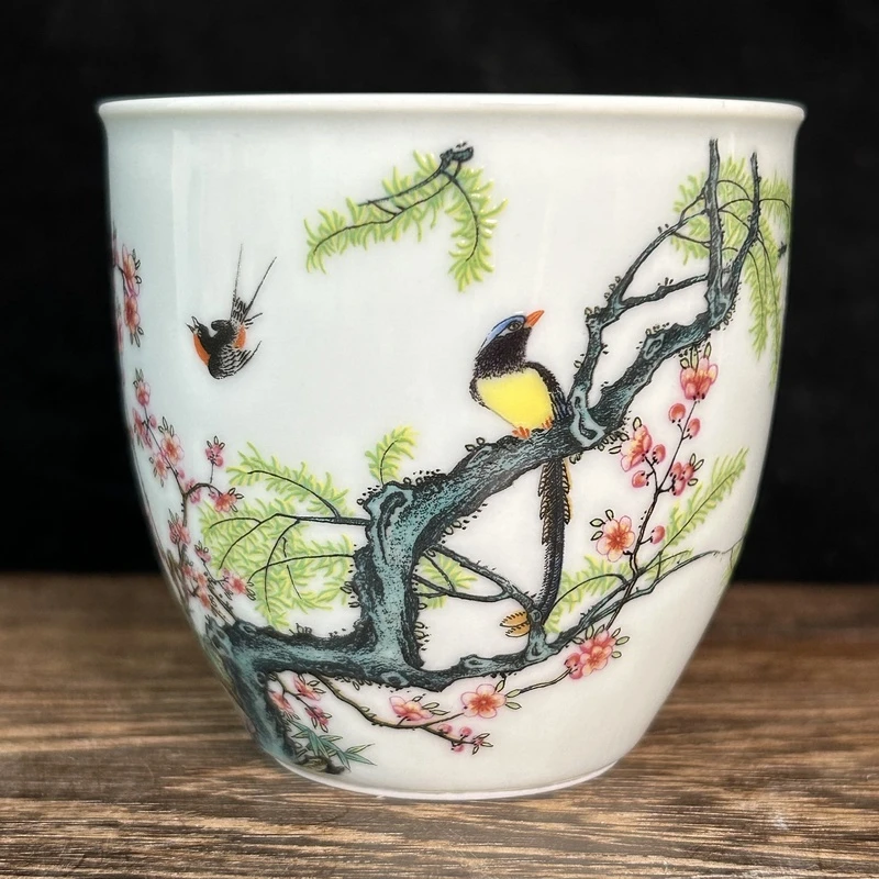 景德镇陶瓷粉彩瓷喜上眉梢大缸杯主人杯客杯品茗杯家用高端茶器