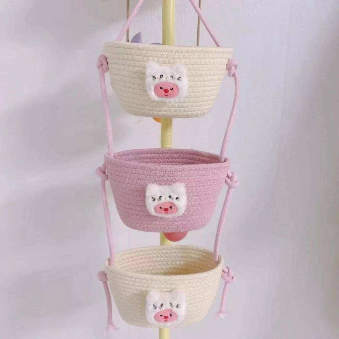 【一串三个】Katie猫帽小海狸少女心情侣闺蜜棉线编织文具收纳筐