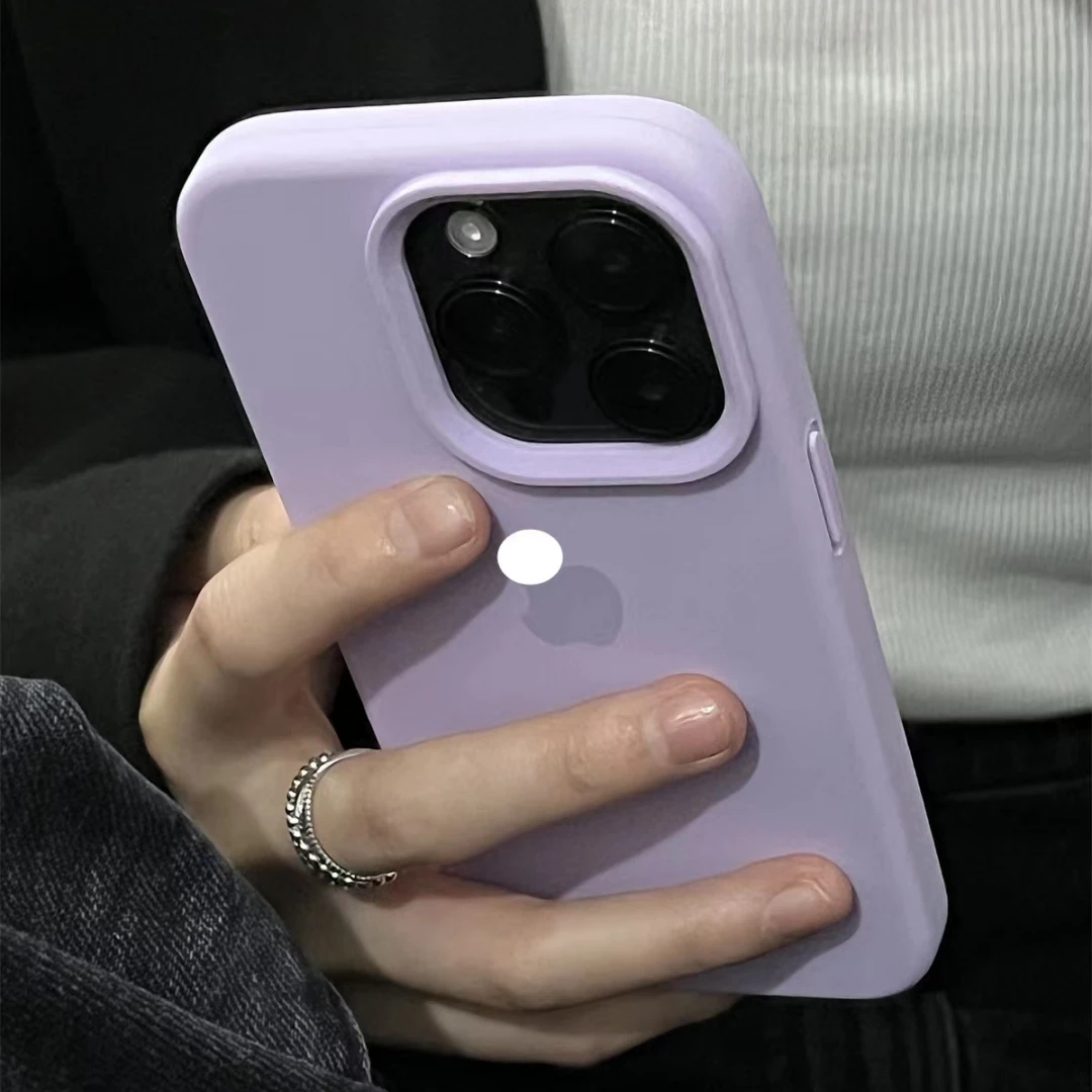 紫丁香苹果15防摔手机壳13/12液态硅胶iPhone14promax女款简约11X