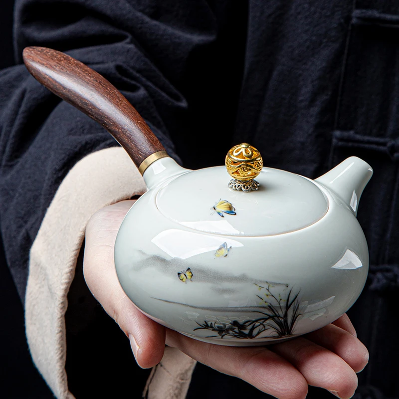 白盏陶瓷侧把手工泡茶壶单人功夫茶具套装家用大小容量中式冲茶器