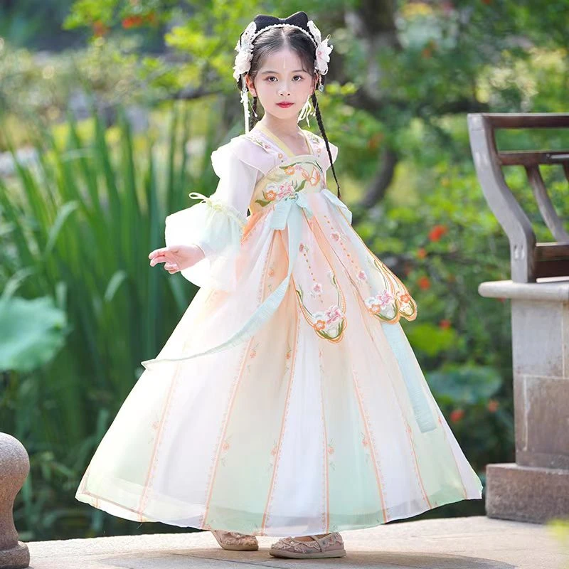 【捡漏链接】女童汉服2024新款爆款古风超仙中国风齐胸小女孩表演服