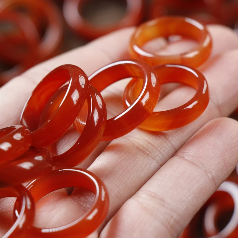 天然红玛瑙指环戒指