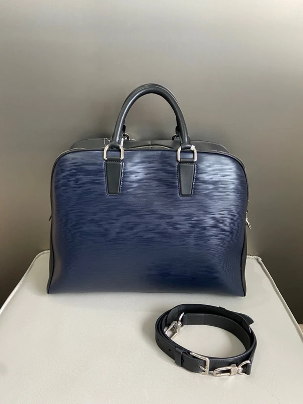 95新 LouisVuitton/路易威登 lv拼色水波纹手提公文包单肩斜挎包