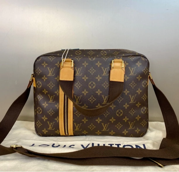 95新 LouisVuitton/路易威登 lv棕老花托特手提包公文包单肩男包