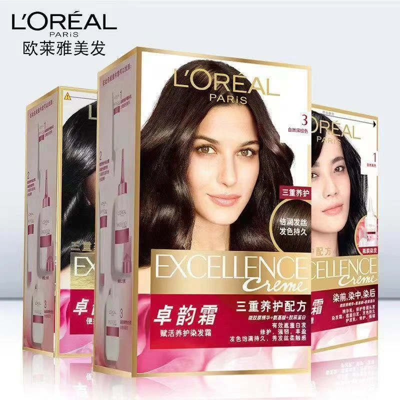 L'ORÉAL/欧莱雅卓韵染发霜三重养护卓韵盖白3号自然深棕色染发膏