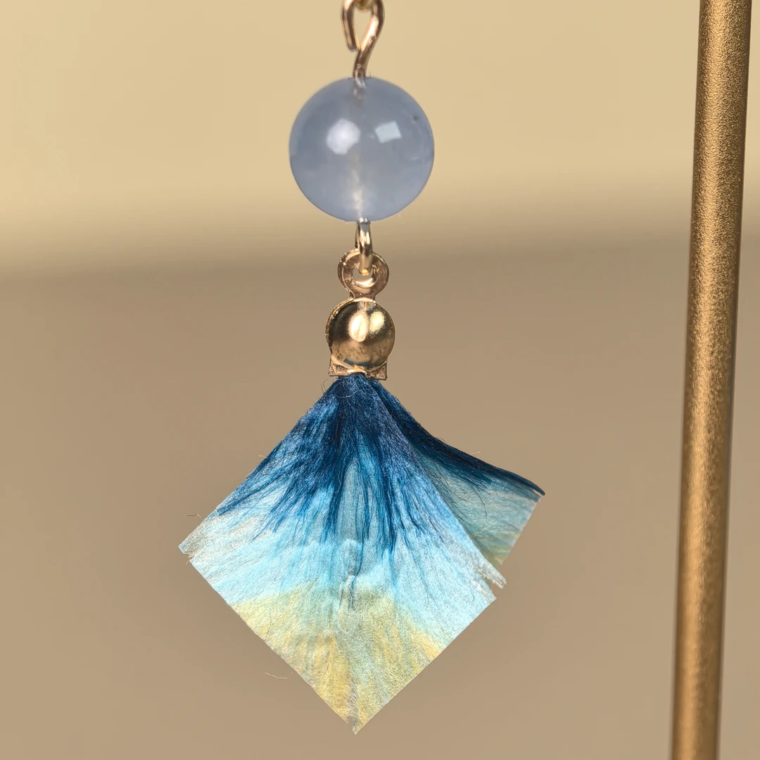 非金属布艺耳饰 非遗绒花巴洛克原创设计手作桑蚕丝新中式耳坠