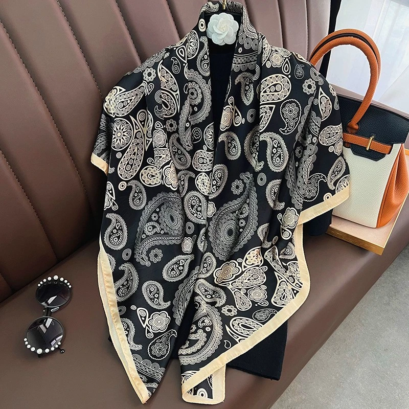 100新款百搭杭州丝绸丝巾110*110#3239