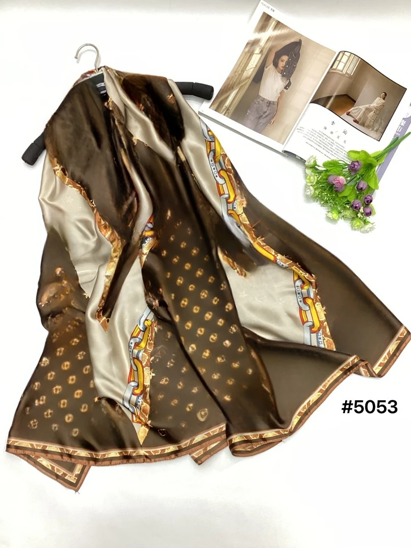 100新款百搭杭州丝绸丝巾90*200#5053