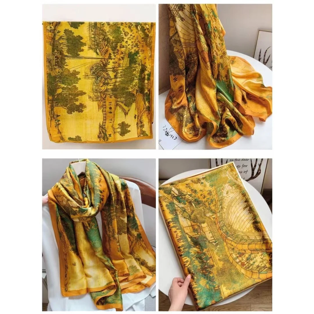 100新款百搭杭州丝绸丝巾90*180#3819