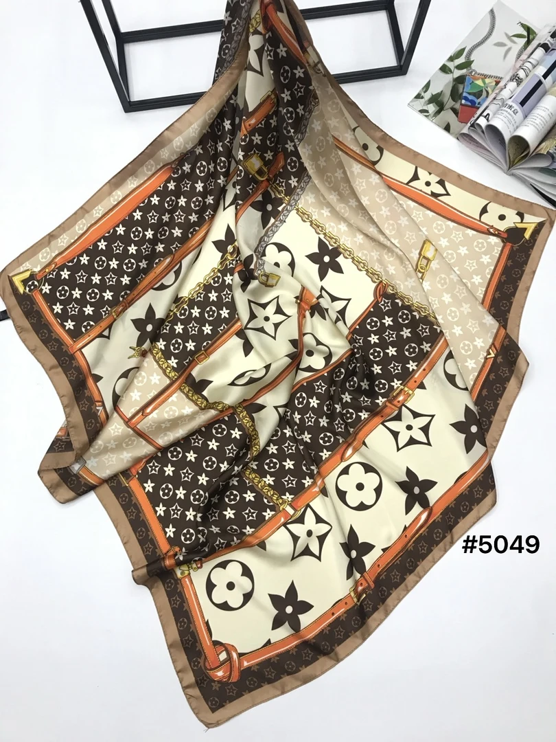 100新款百搭杭州丝绸丝巾110*110#5049