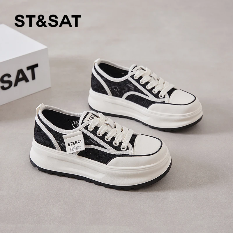 星期六渔夫鞋女鞋2024秋款新款厚底网鞋网面透气薄款女款休闲板鞋