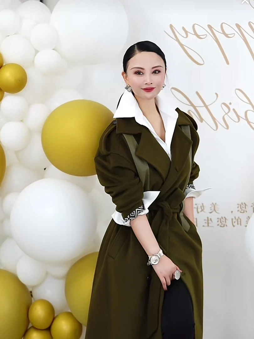 【RZ】高级感军绿色翻领大衣