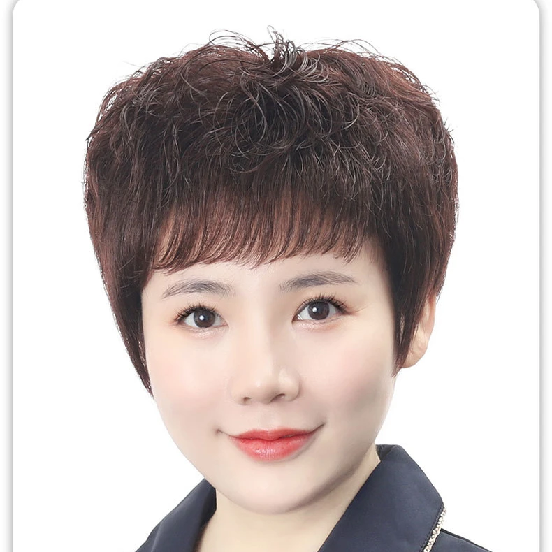 【真发头套】许昌假发中老年短发套女易打理卷发真人发舒适全透气