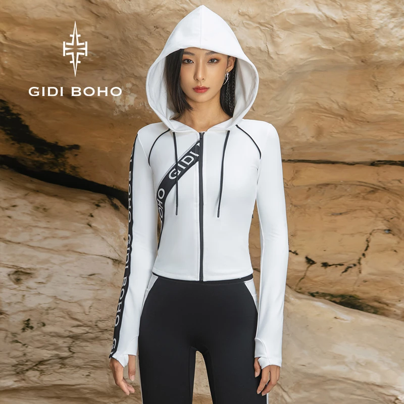 GIDI BOHO/极地薄荷冬季新款长袖显瘦户外运动健身瑜伽服连帽外套
