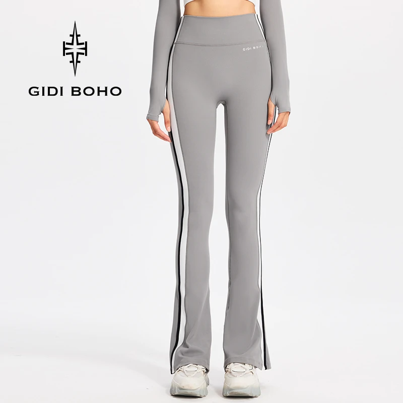 GIDI BOHO/极地薄荷秋冬新款高腰外穿提臀裸感运动微喇叭瑜伽长裤
