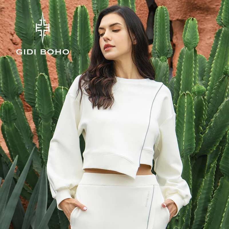 GIDI BOHO/极地薄荷运动卫衣女新款时尚百搭宽松显瘦长袖外套上衣