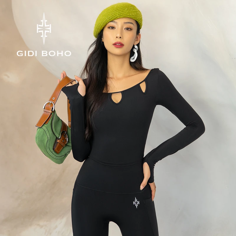 GIDI BOHO/极地薄荷秋冬新款长袖显瘦速干女款紧身运动健身瑜伽服