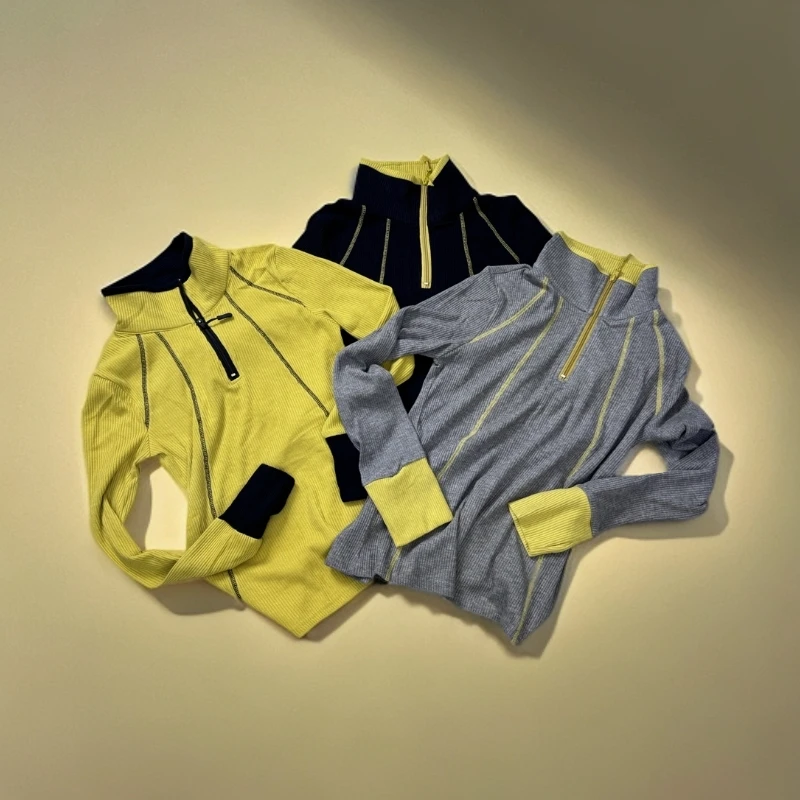 指套款立领拼色加厚打底衫28135