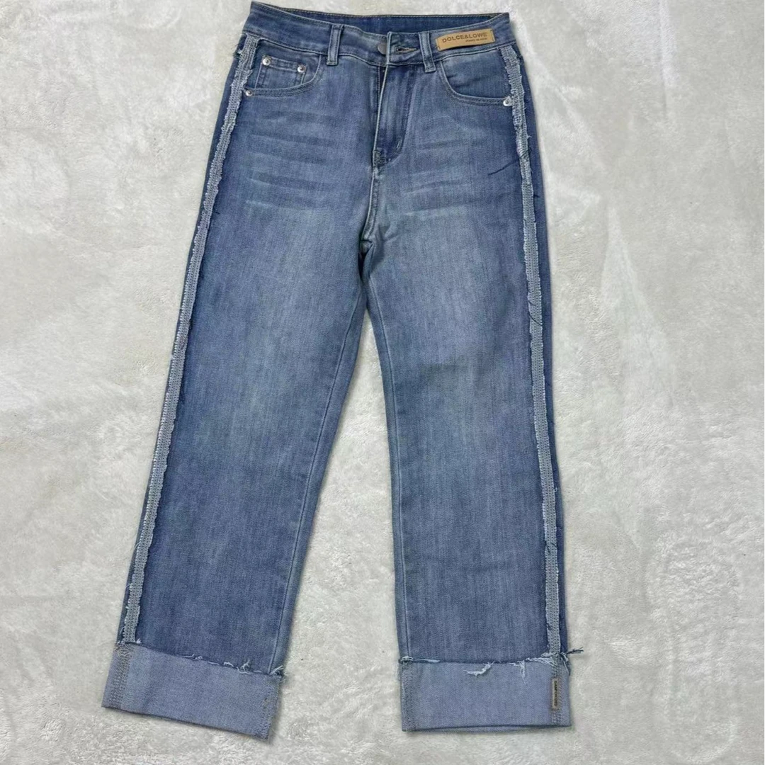 浅蓝色弹力牛仔烟管裤802