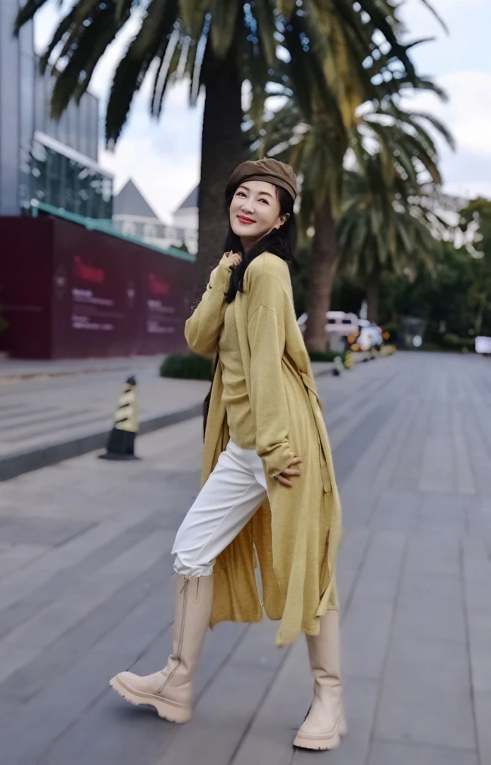 羊毛长款针织开衫外套