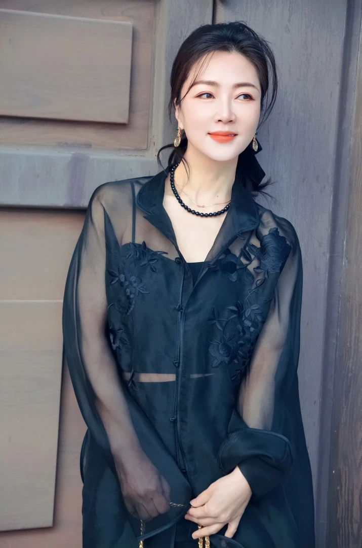新中式绣花欧根纱衬衣