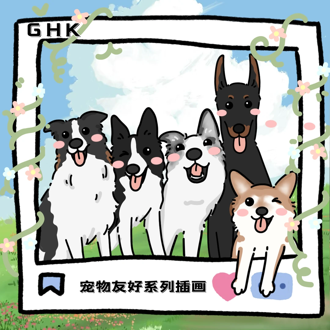GHK手绘宠物画像电子版可爱卡通漫画头像定制猫咪狗狗周边写实