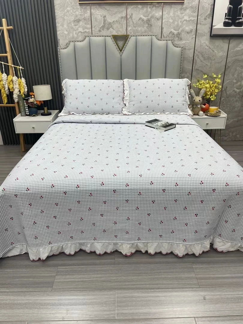 云小棉樱桃床盖套件蓝【约2.3✖️2.5】