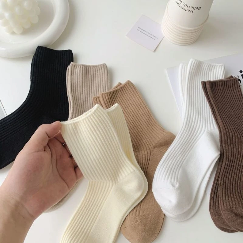 【双针显瘦女袜】双针纯色宽松女袜月子袜高级感粗腿也可穿堆堆袜