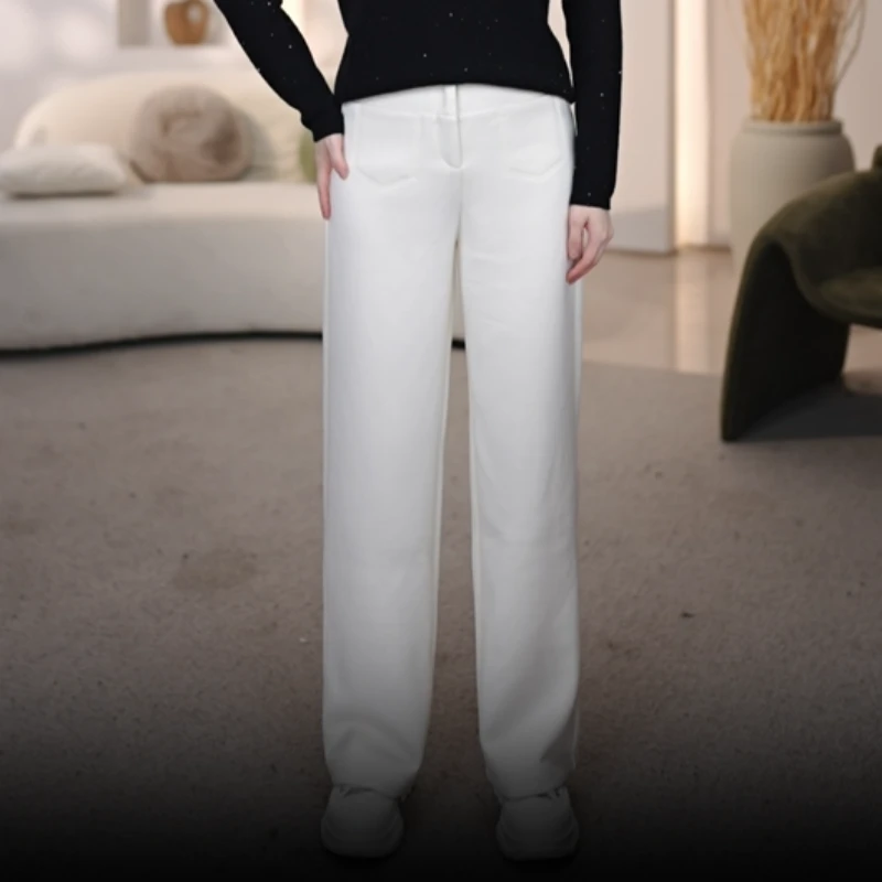 窄版阔腿裤女2024秋冬新款高腰显瘦垂感直筒休闲裤