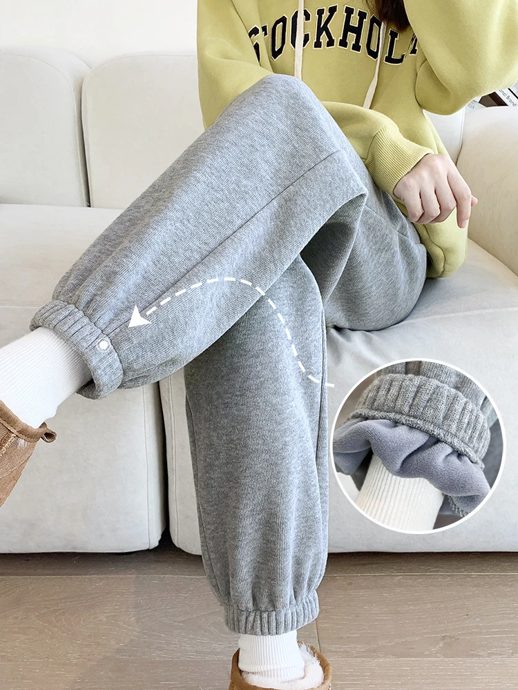 孕妇裤子秋季外穿休闲运动裤秋冬季加绒加厚卫裤大码保暖棉裤冬装