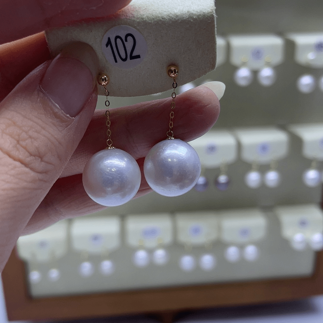 淡水珍珠耳饰18K金镶嵌