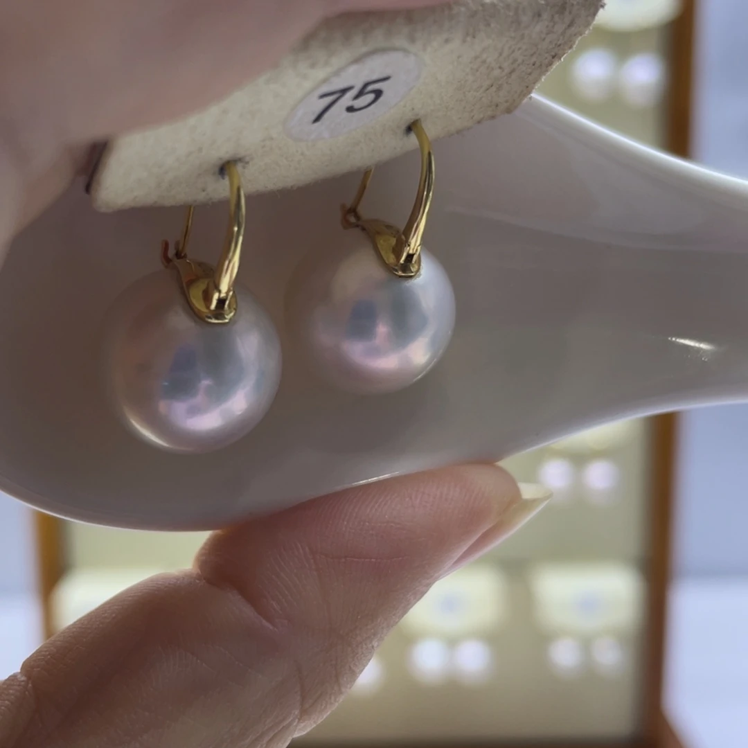 淡水珍珠耳饰18K金镶嵌