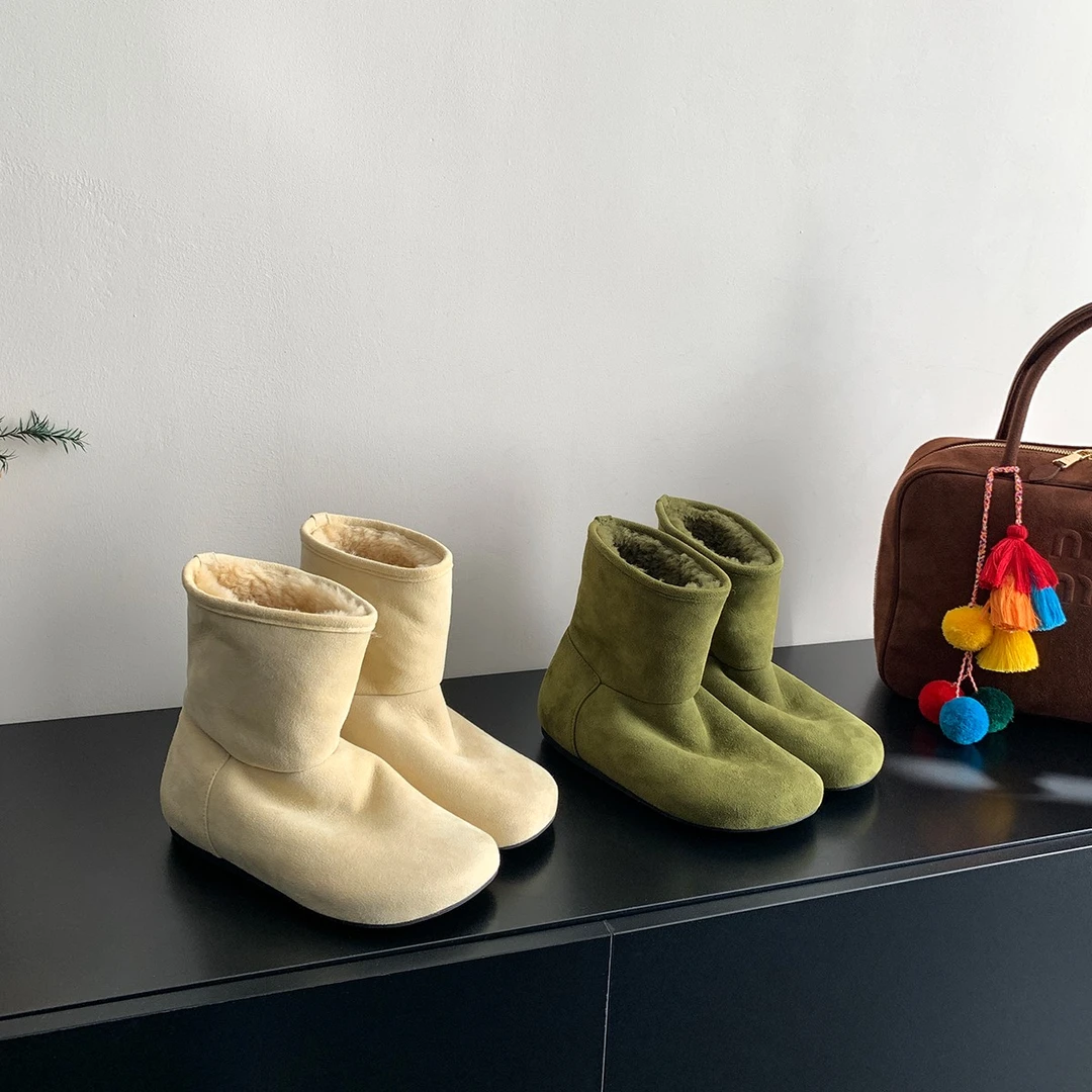 100%羊皮毛一体雪地靴女24新款冬季加厚羊毛短靴