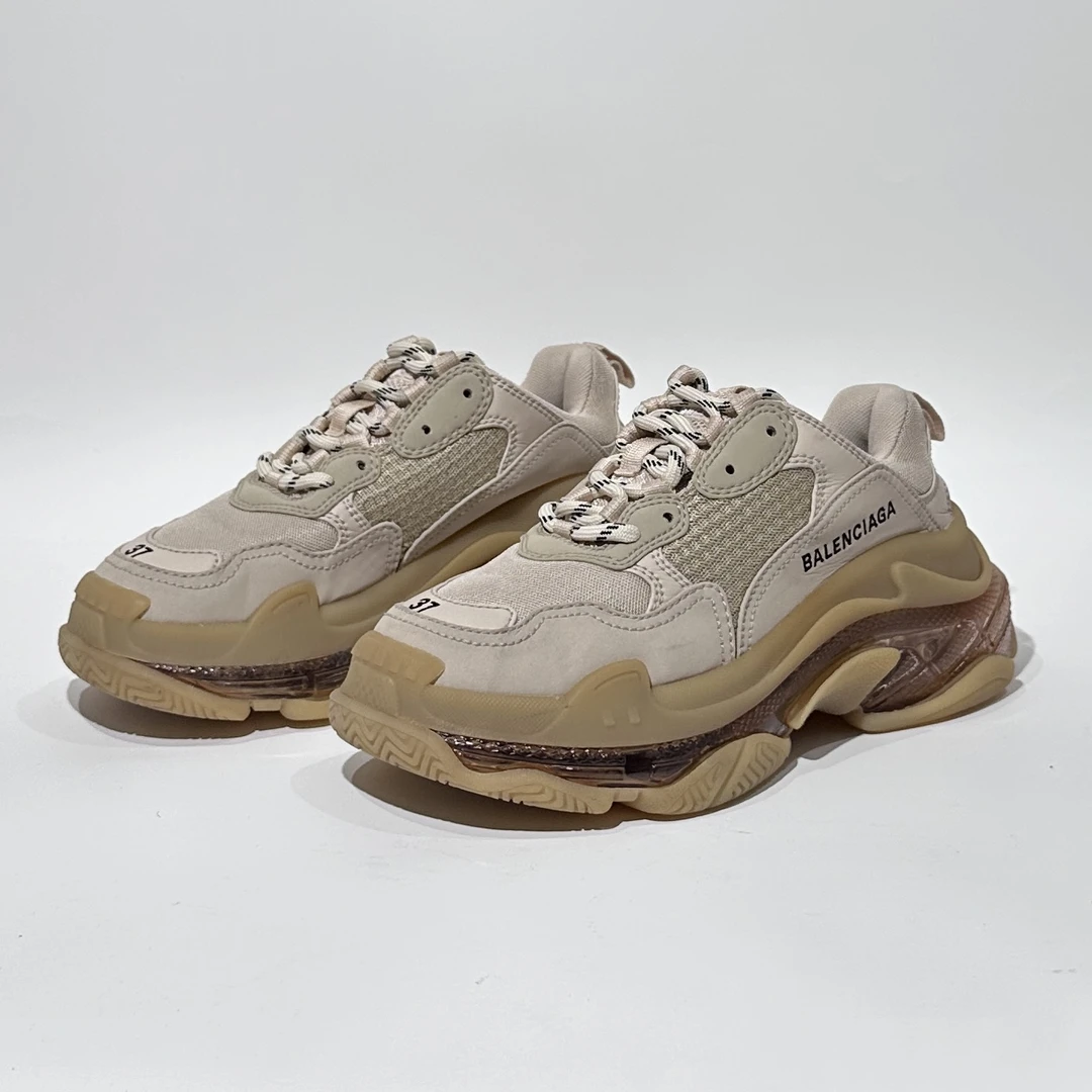 95新 Balenciaga/巴黎世家 37码 Triples奶茶色老爹鞋/ML80204