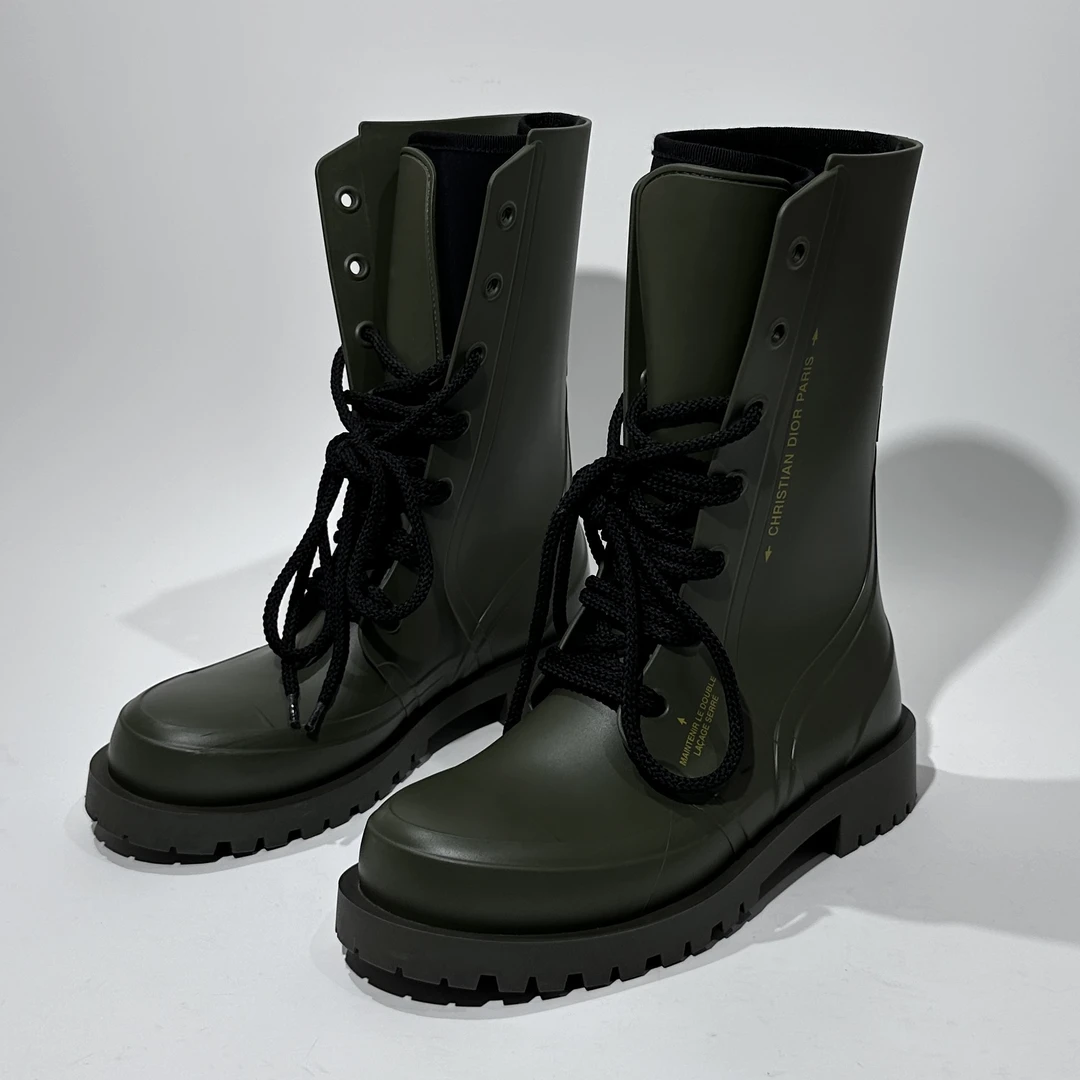 36码/99新/Dior/迪奥 军绿色时尚字母中筒靴/ML1228