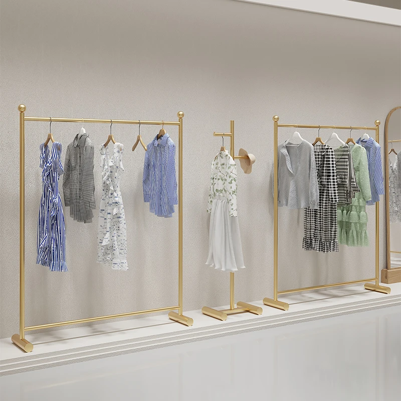 纳米金色服装店陈列展示架落地货架（源头工厂直销）加粗加厚管材