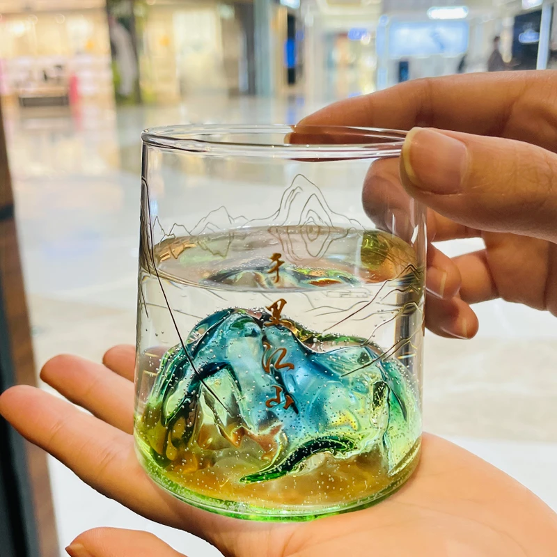 玻璃水杯爆款炫彩高颜值江山杯耐热办公室家用泡茶杯牛奶杯喝水杯