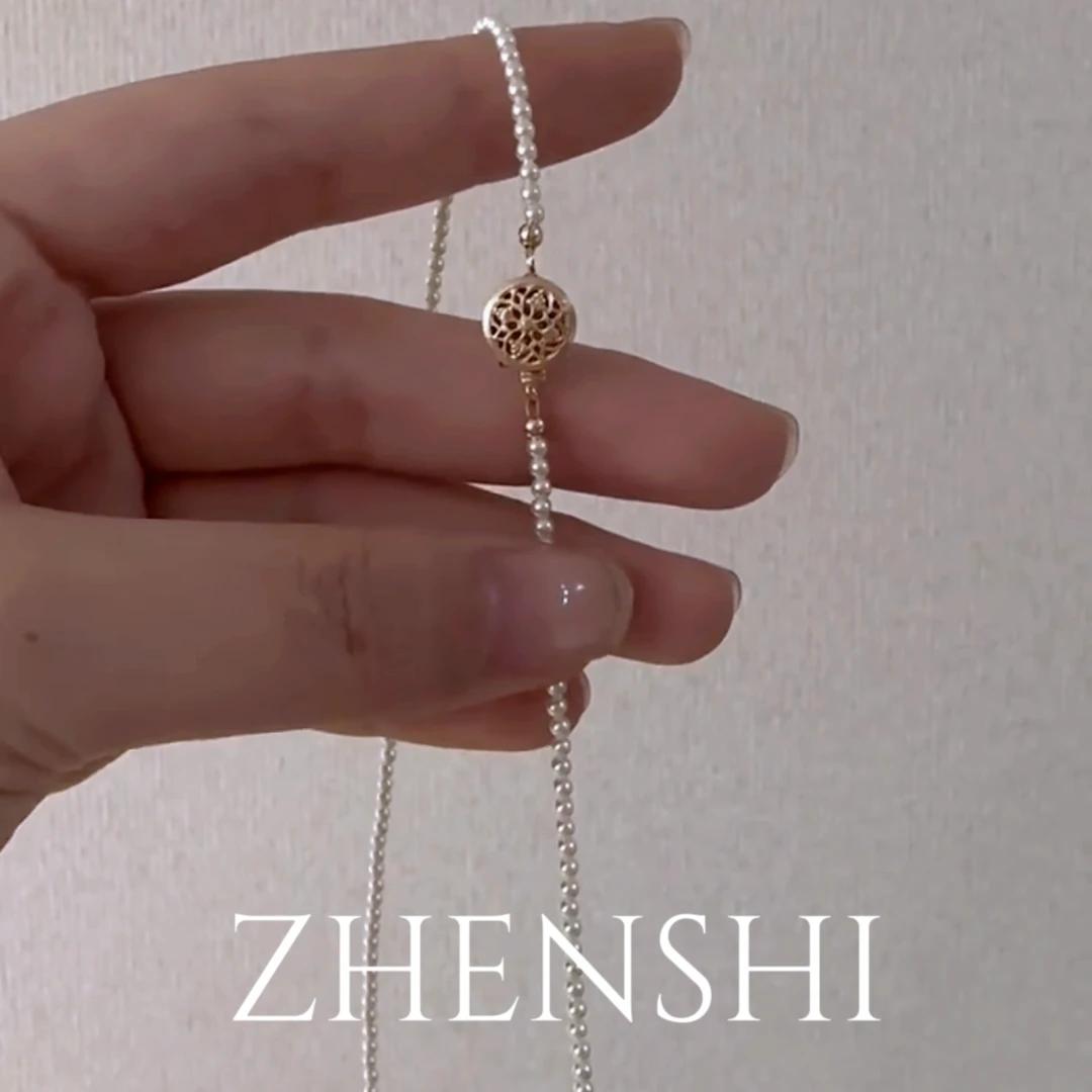 链子925银  正圆强光baby珠珠项链女款法式高级感颈链毛衣链