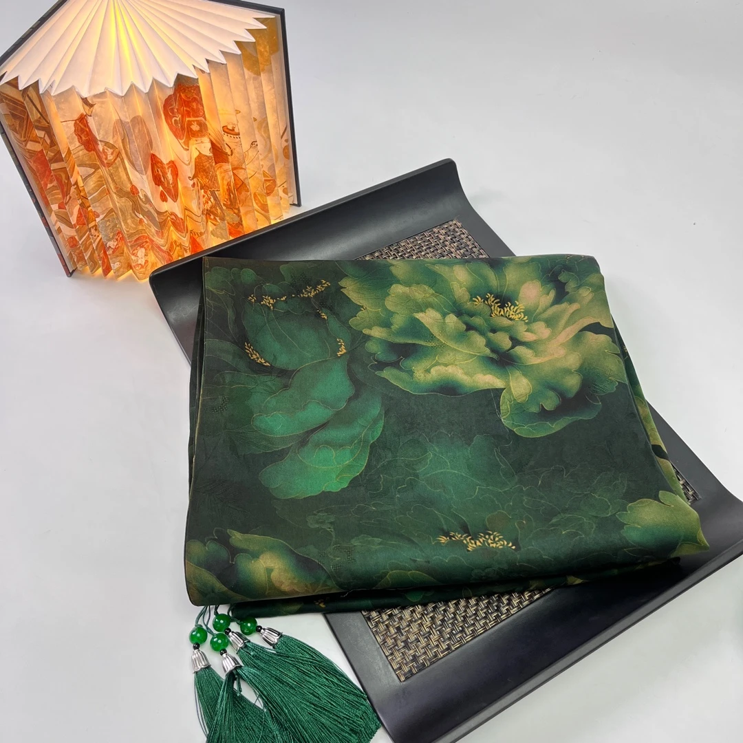 帝妃【香云纱披肩】30姆米195×55双层花萝桑蚕丝丝巾旗袍披肩