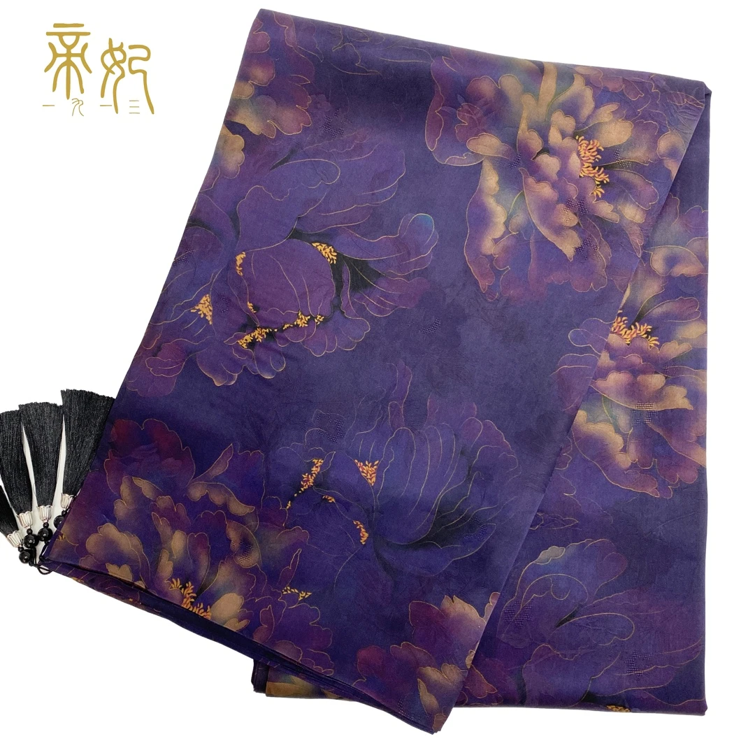 帝妃【香云纱披肩】30姆米195×55双层花萝桑蚕丝丝巾旗袍披肩